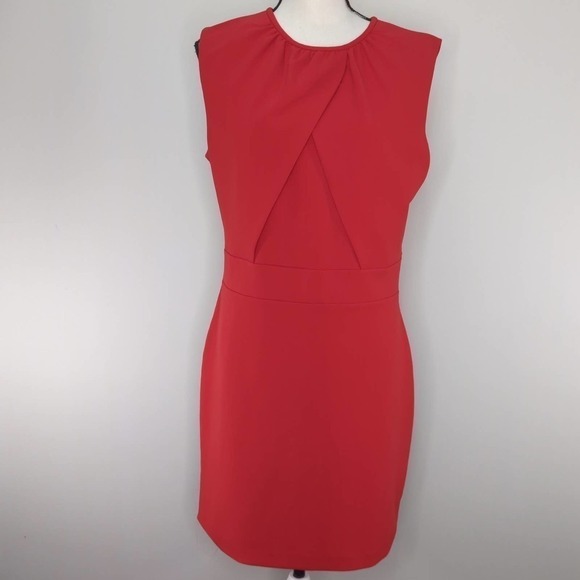 MNG Mango Basics Womens A-line Dress Red Business Career L‎ - Picture 1 of 10
